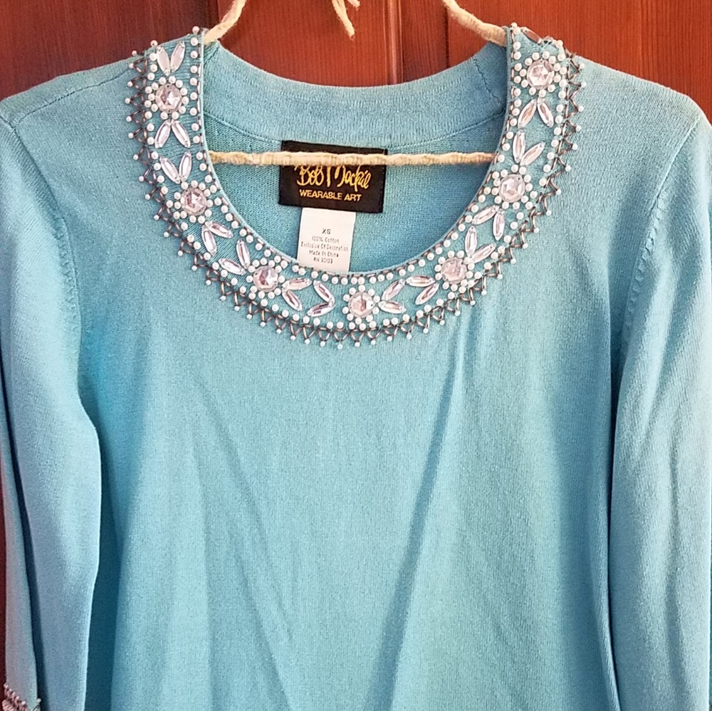 Beautiful Bob Mackie Wearable Art Cotton Sweater